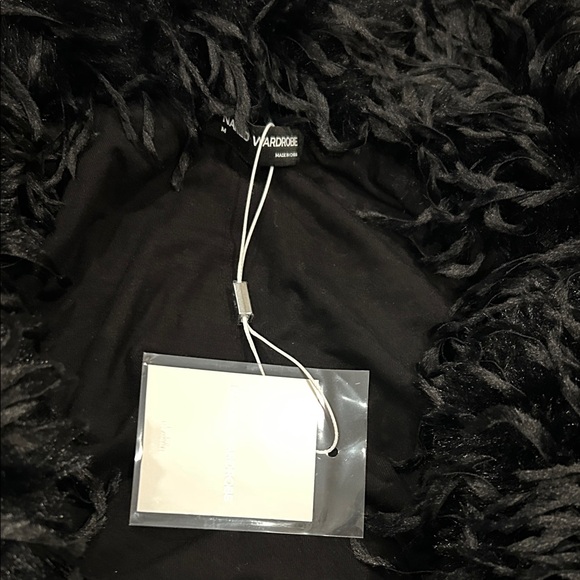 Naked Wardrobe Black Bodysuit with Faux Fur Collar - Picture 3 of 8